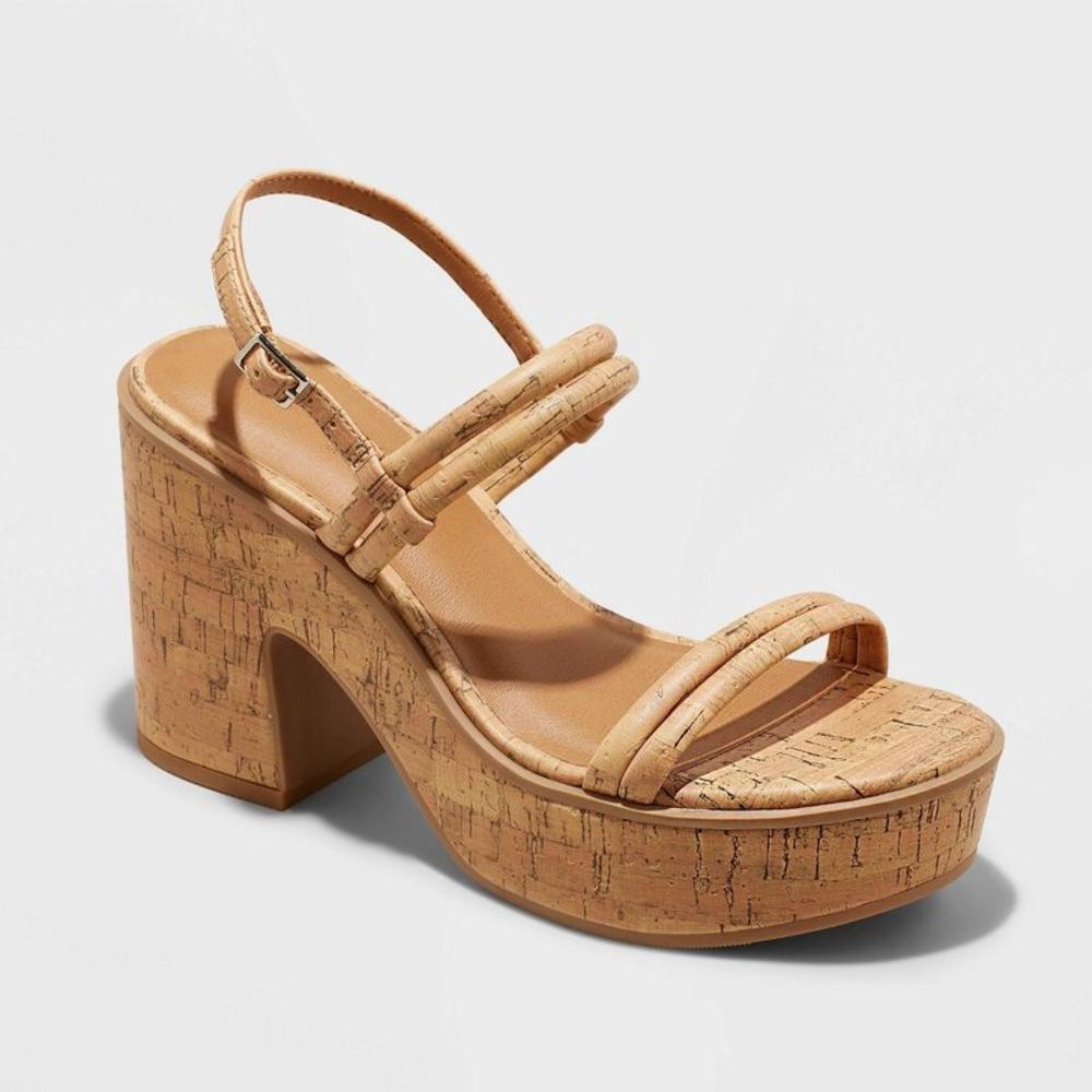 Universal Thread Cork Platform Block Heel Sandals - Tan
